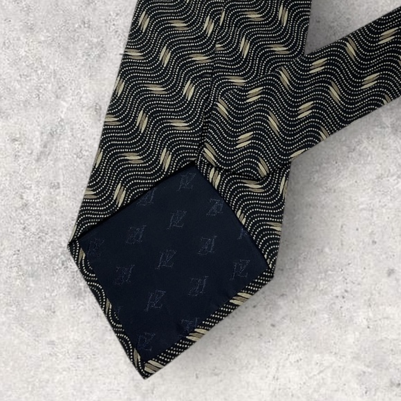 PAL ZILERI Black/Beige Geometric Silk LUXURY Tie ITALY - Picture 4 of 5